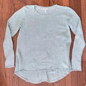 Eileen Fisher 100% Lightweight Linen Knit Sweater in Mint Green - Size L